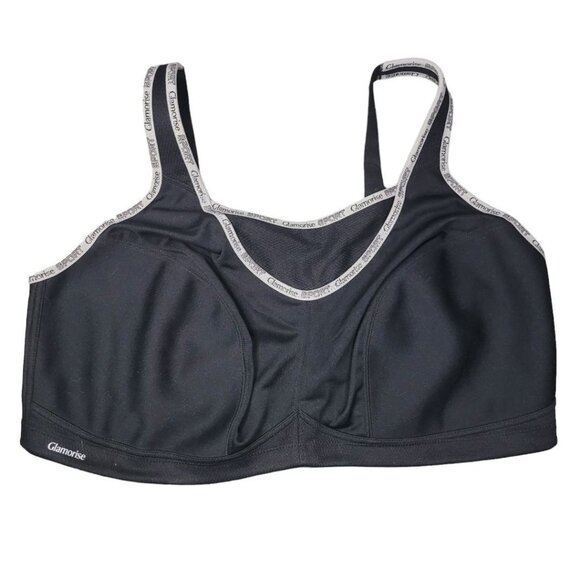 Glamorise Wire Free Bra Black Gray Womens Plus Size 48D No Pads - Picture 6 of 6